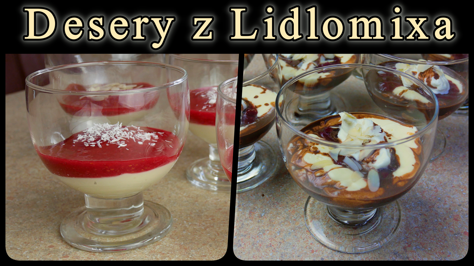 Desery z Lidlomixa - krem z białej czekolady z malinami i deser szwarcwaldzki z wiśniami - Lakierowniczka